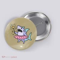Angry Fairy Shark With Magic Wand And Tutu Art Button thumb 0