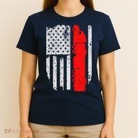 American Flag Semi Truck Driver Patriotic 18 Wheeler Trucker T-Shirt thumb 4