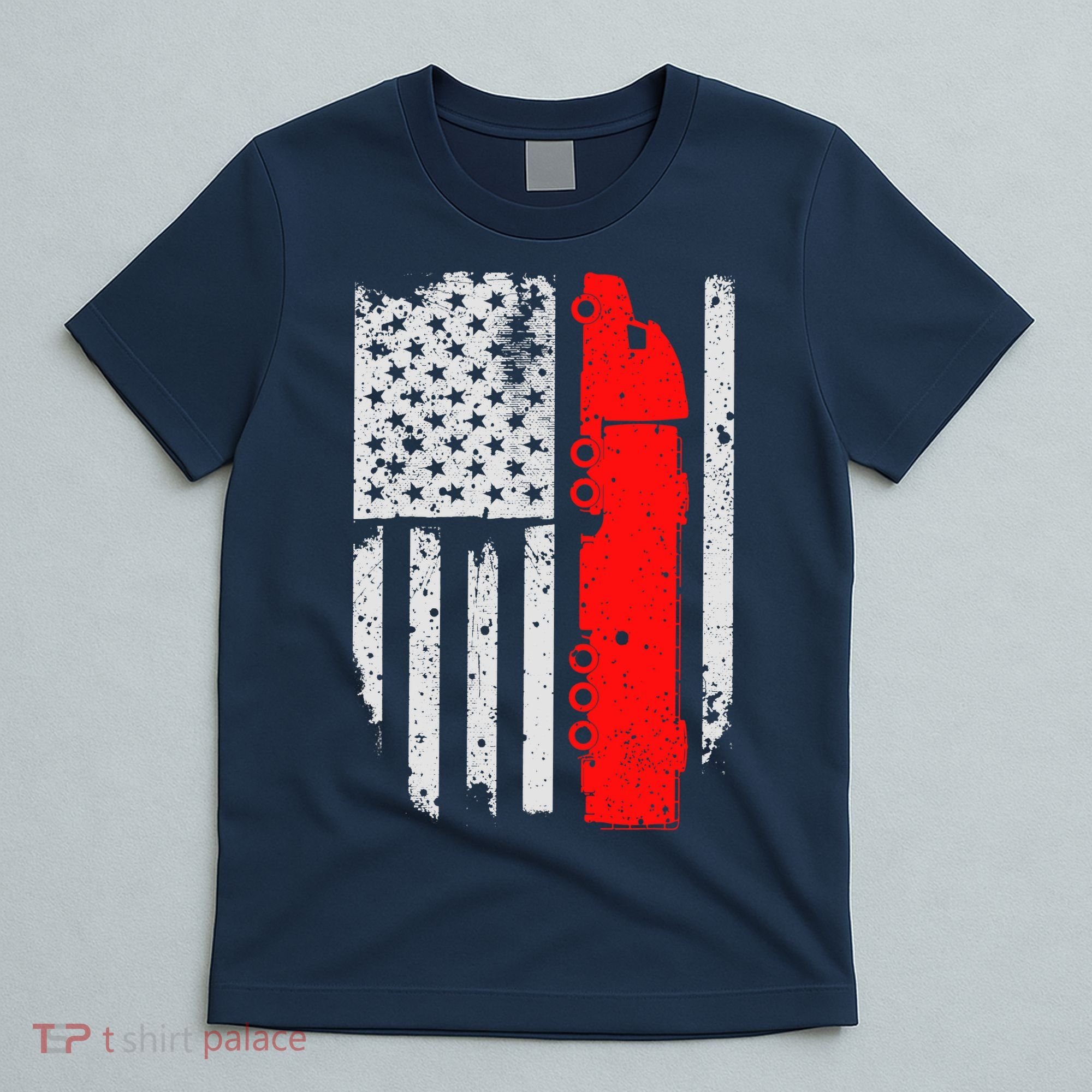 American Flag Semi Truck Driver Patriotic 18 Wheeler Trucker T-Shirt