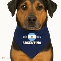 Argentina Flag Sun Emblem Soccer Fans Est 1893 USA-Made Doggie Bandana thumb 1