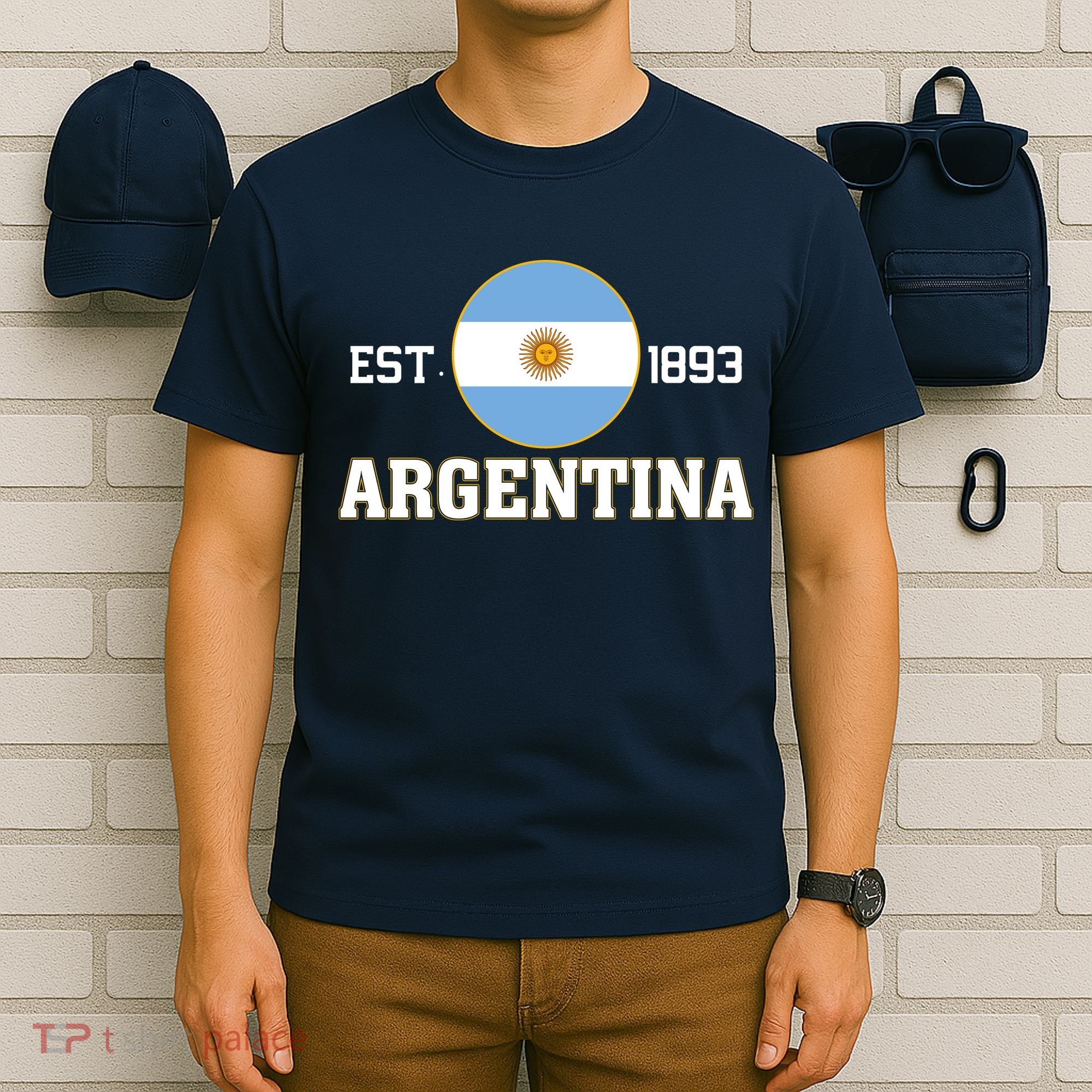 Argentina Flag Sun Emblem Soccer Fans Est 1893 T-Shirt