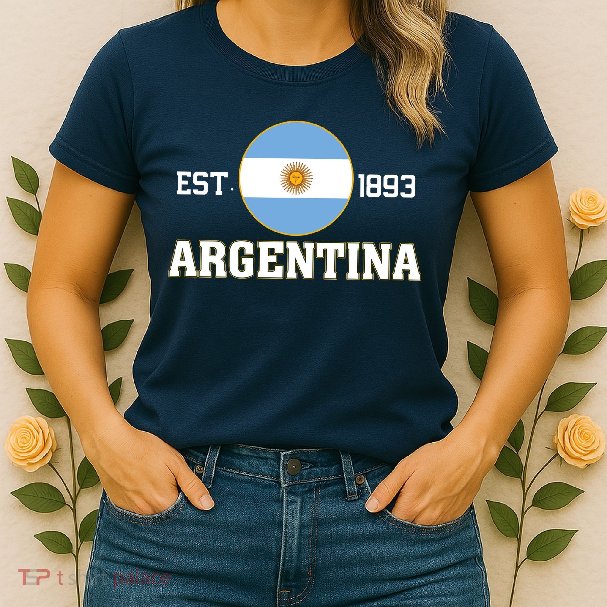 Argentina Flag Sun Emblem Soccer Fans Est 1893 Women's T-Shirt