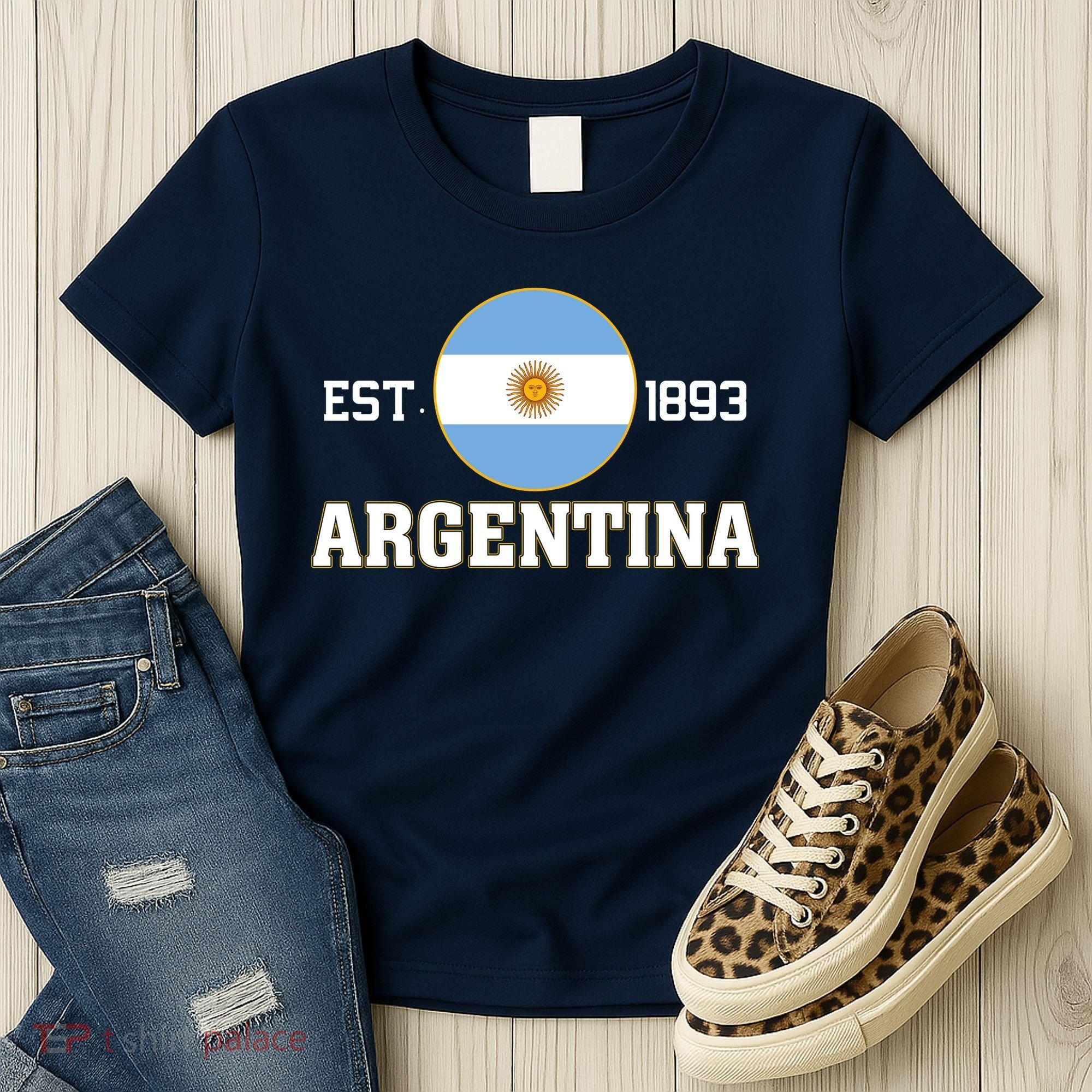 Argentina Flag Sun Emblem Soccer Fans Est 1893 Women's T-Shirt