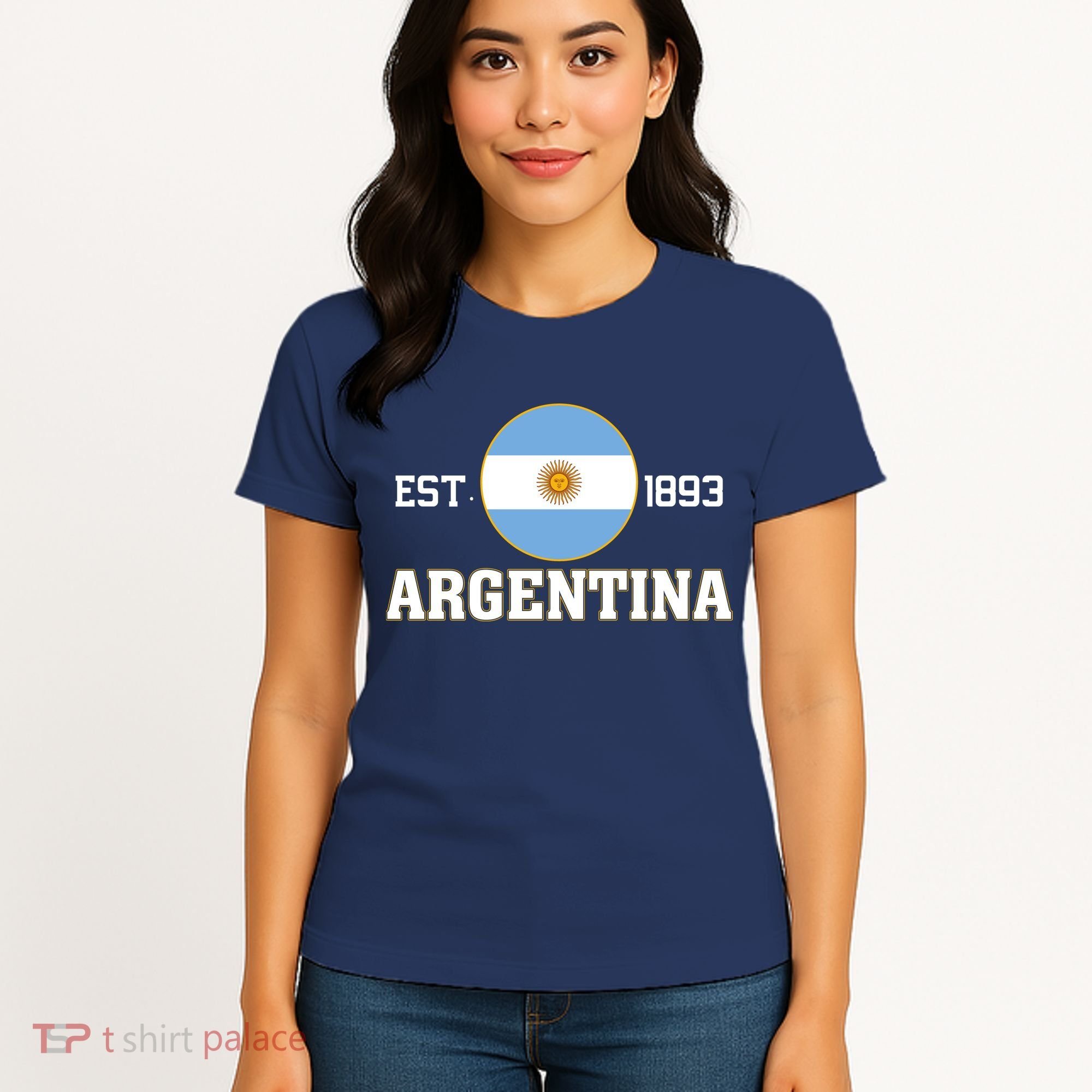 Argentina Flag Sun Emblem Soccer Fans Est 1893 Women's T-Shirt