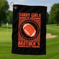 American Football Sibling Support Graphic Golf Towel thumb 1