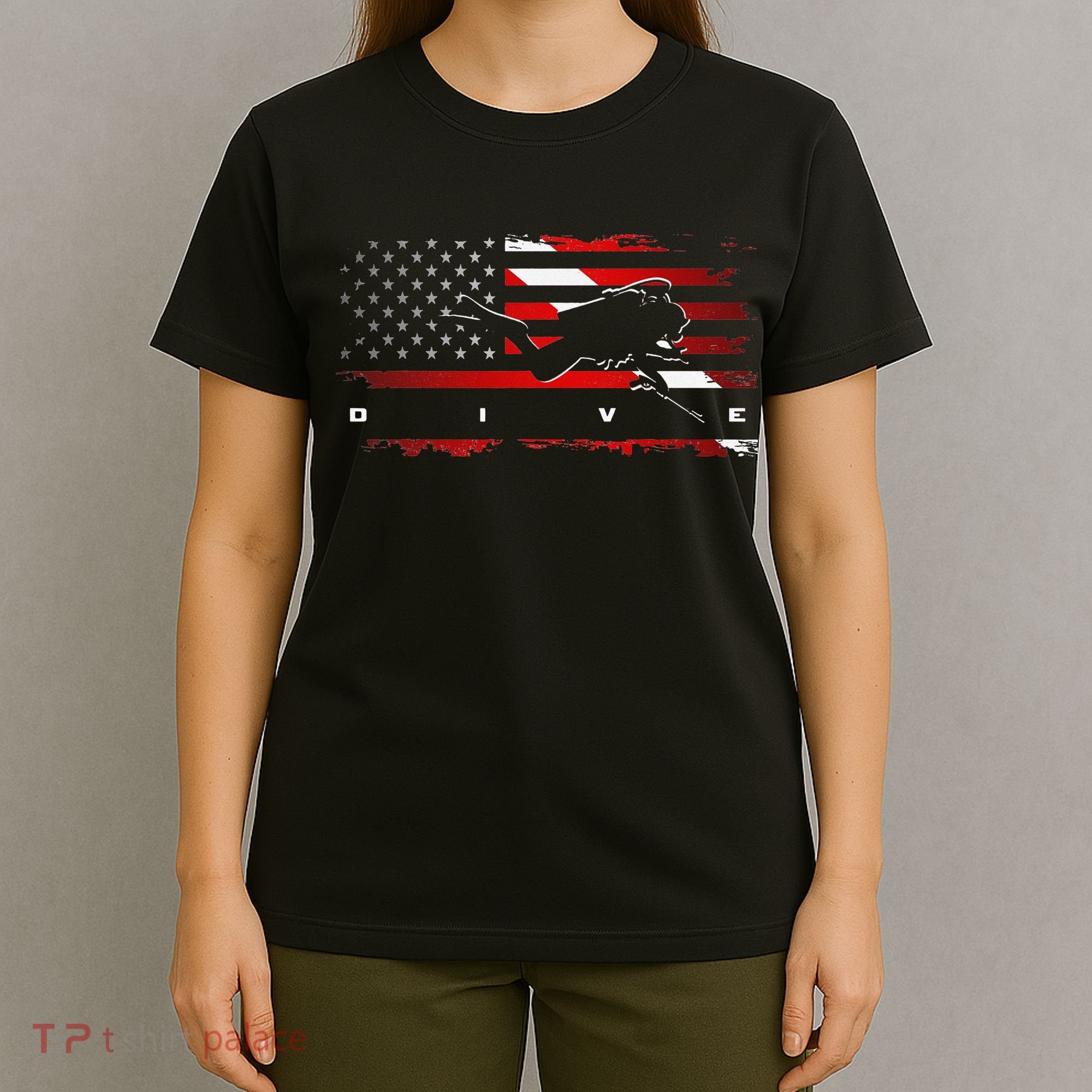 American Flag Scuba Diving Apparel Scuba Diving T-Shirt