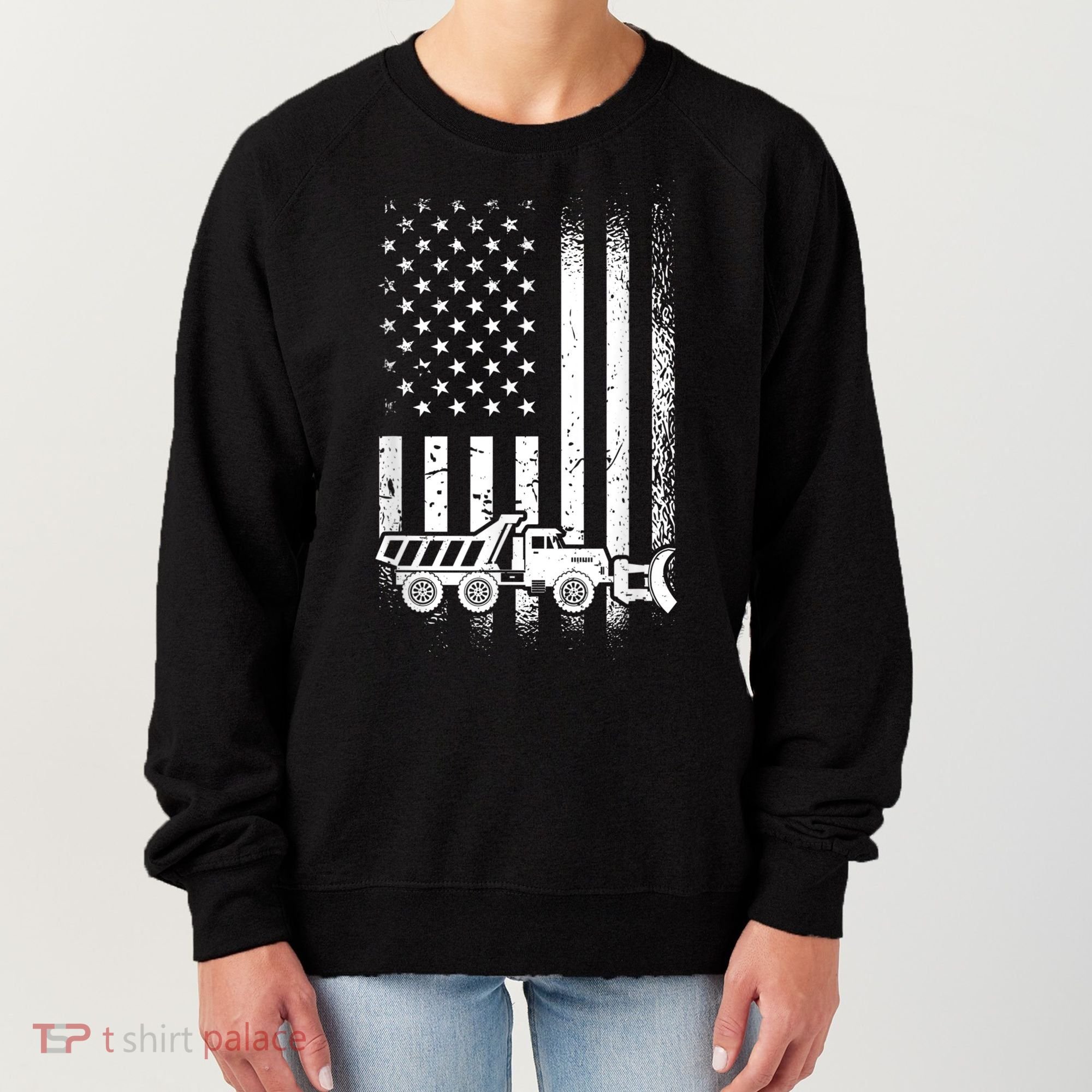 American Flag Snow Plow Driver, Snow Plowing Women's Sweatshirt