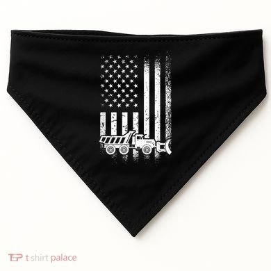 American Flag Snow Plow Driver, Snow Plowing USA-Made Doggie Bandana