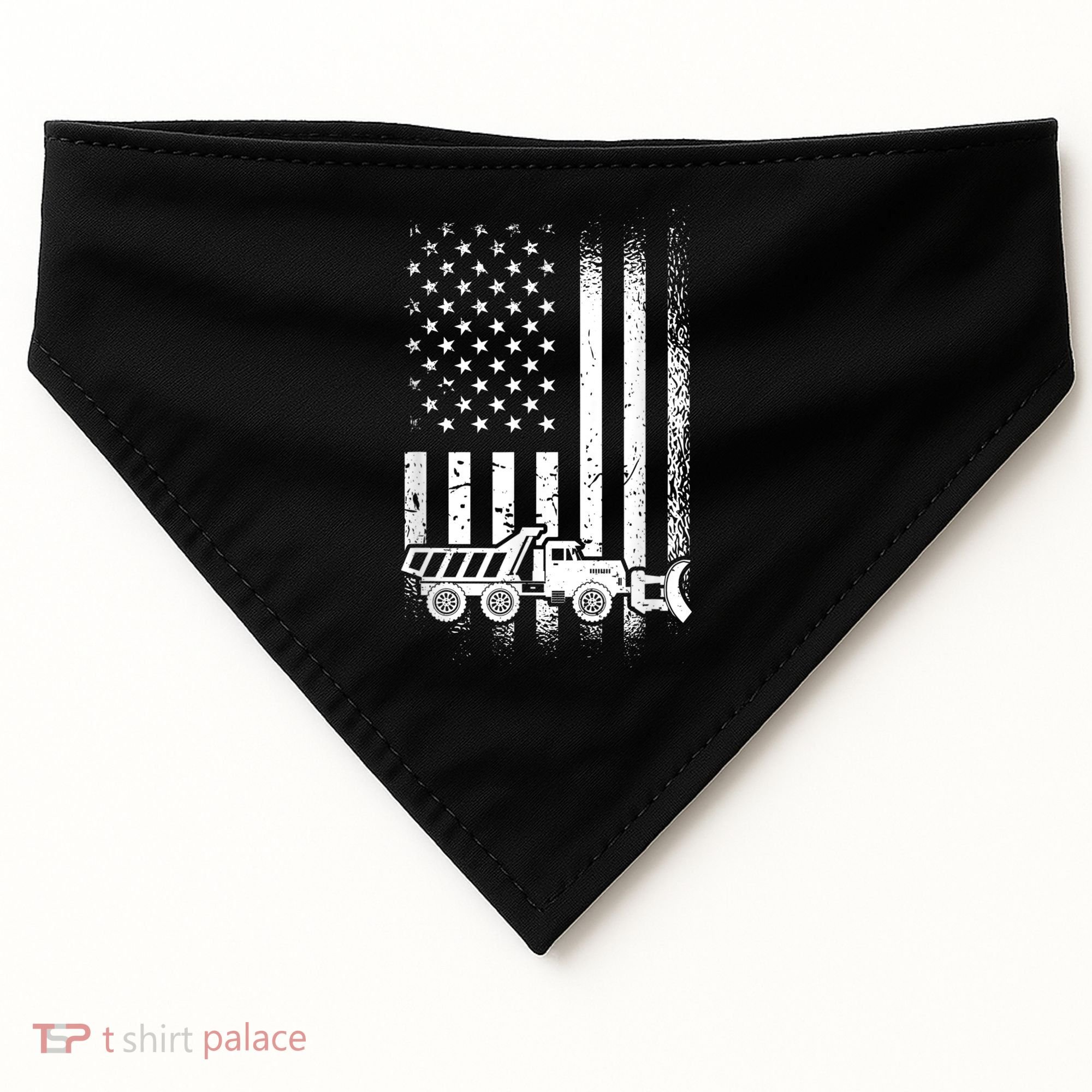 American Flag Snow Plow Driver, Snow Plowing USA-Made Doggie Bandana