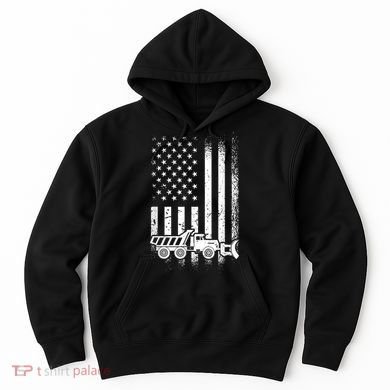 American Flag Snow Plow Driver, Snow Plowing Hoodie