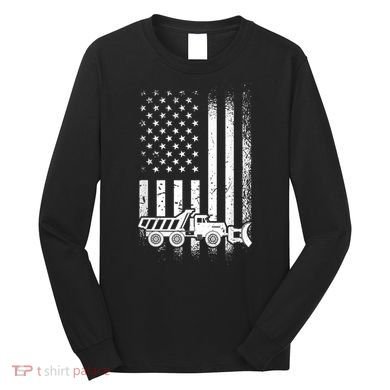 American Flag Snow Plow Driver, Snow Plowing Long Sleeve Shirt