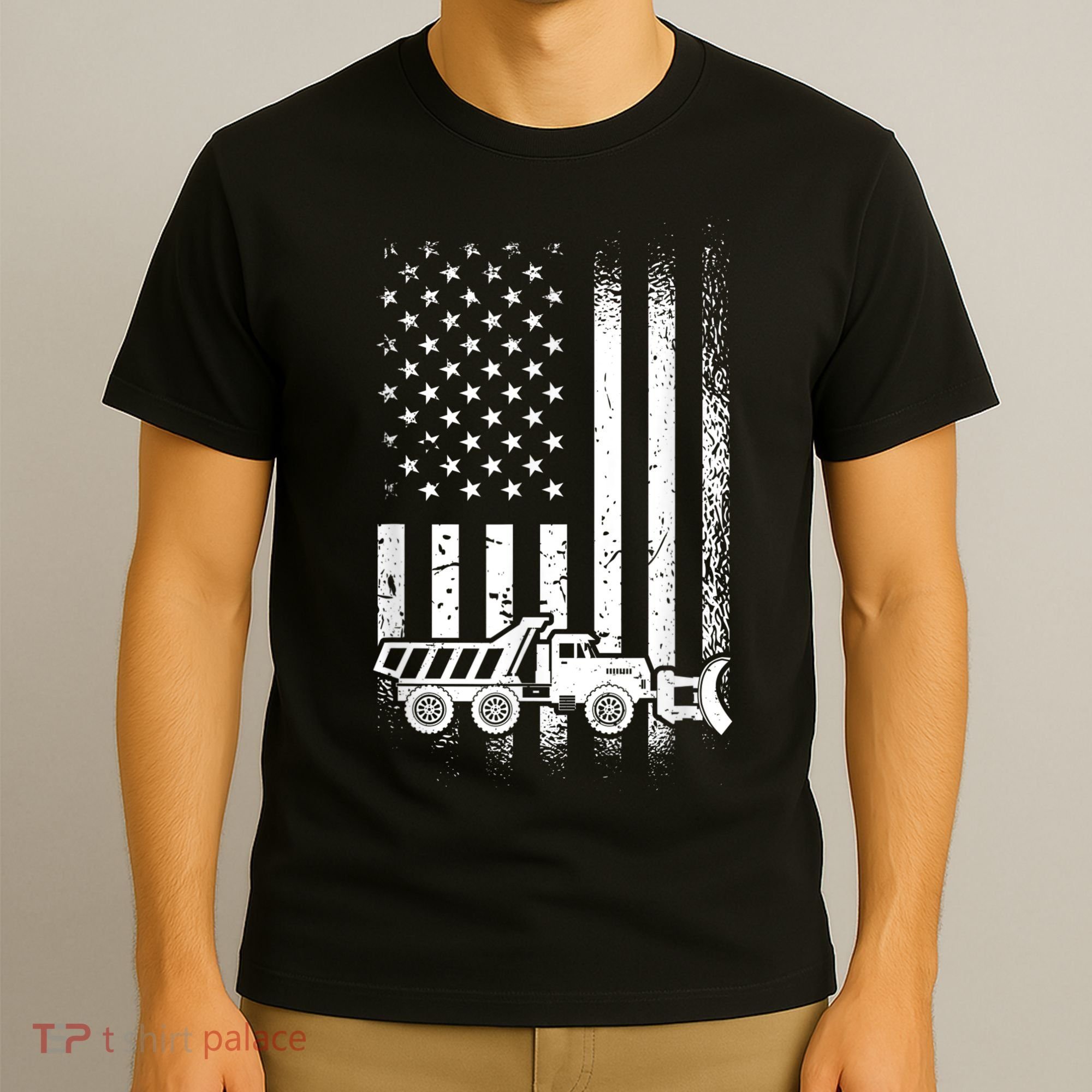 American Flag Snow Plow Driver, Snow Plowing T-Shirt