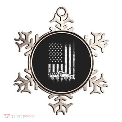 American Flag Snow Plow Driver, Snow Plowing Ornament