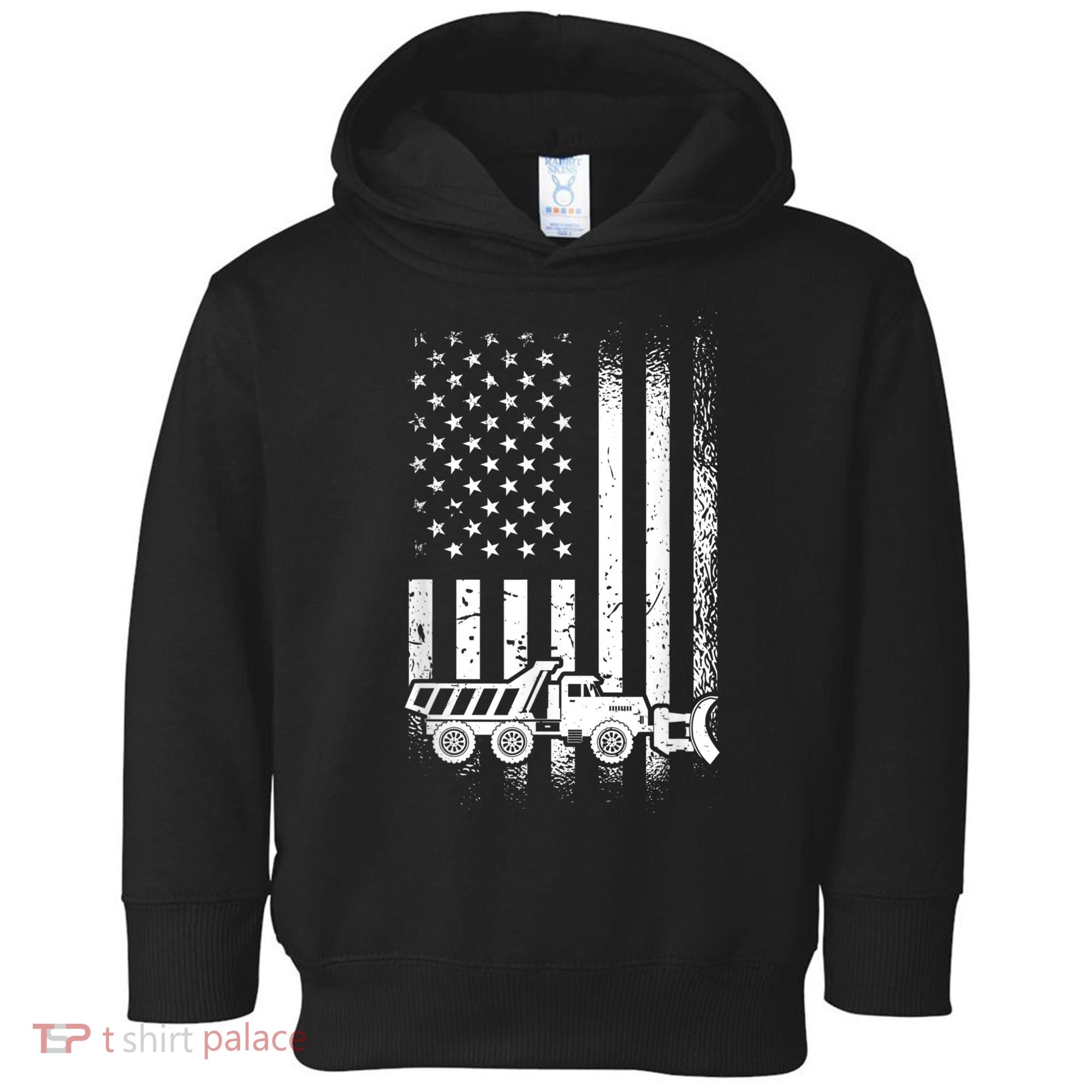 American Flag Snow Plow Driver, Snow Plowing Toddler Hoodie
