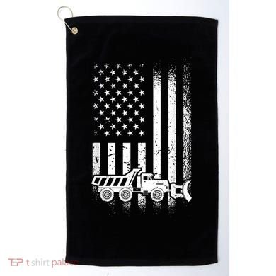 American Flag Snow Plow Driver, Snow Plowing Golf Towel