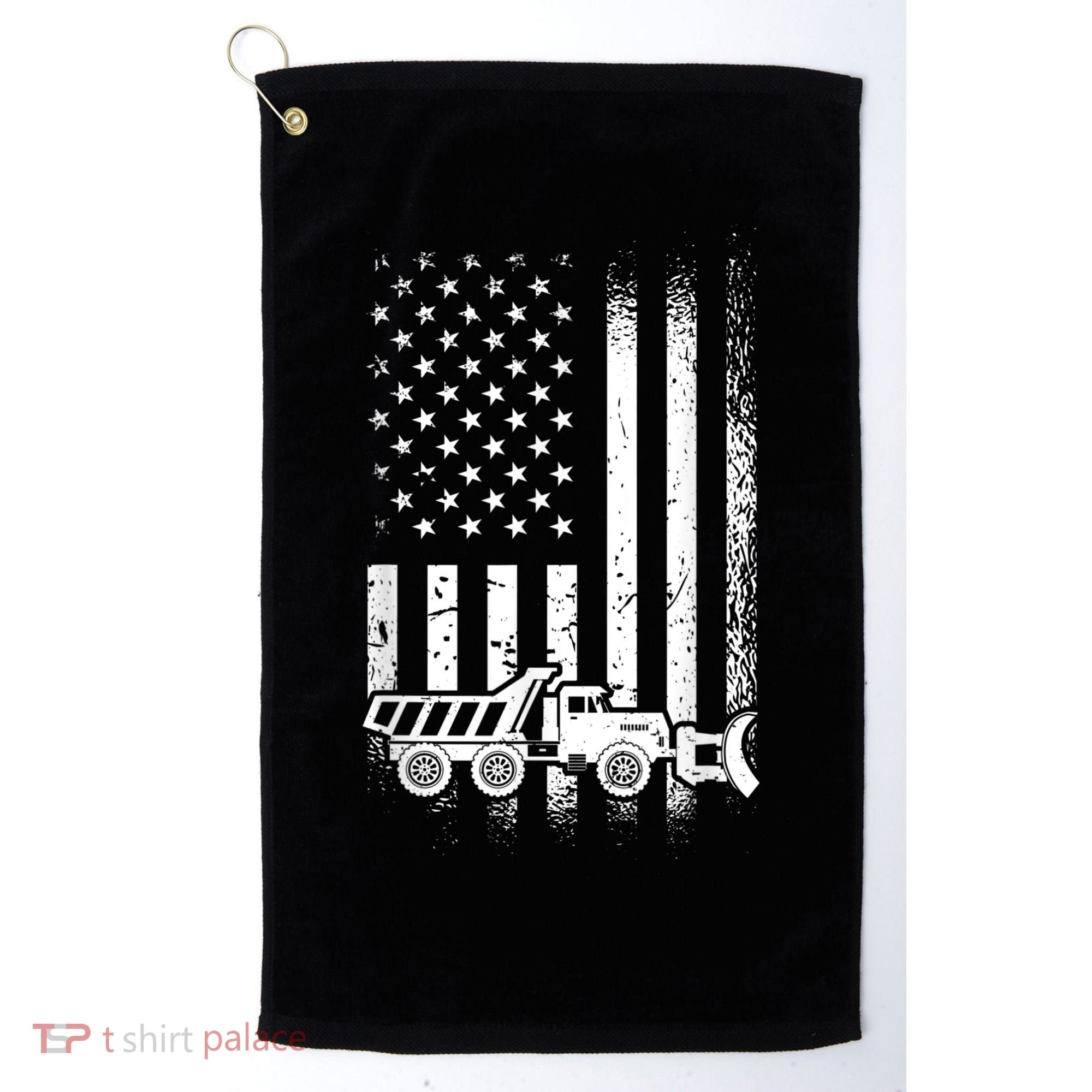 American Flag Snow Plow Driver, Snow Plowing Golf Towel