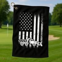 American Flag Snow Plow Driver, Snow Plowing Golf Towel thumb 1