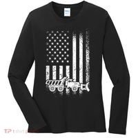 American Flag Snow Plow Driver, Snow Plowing Women's Long Sleeve Shirt thumb 0