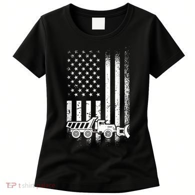 American Flag Snow Plow Driver, Snow Plowing Women's T-Shirt