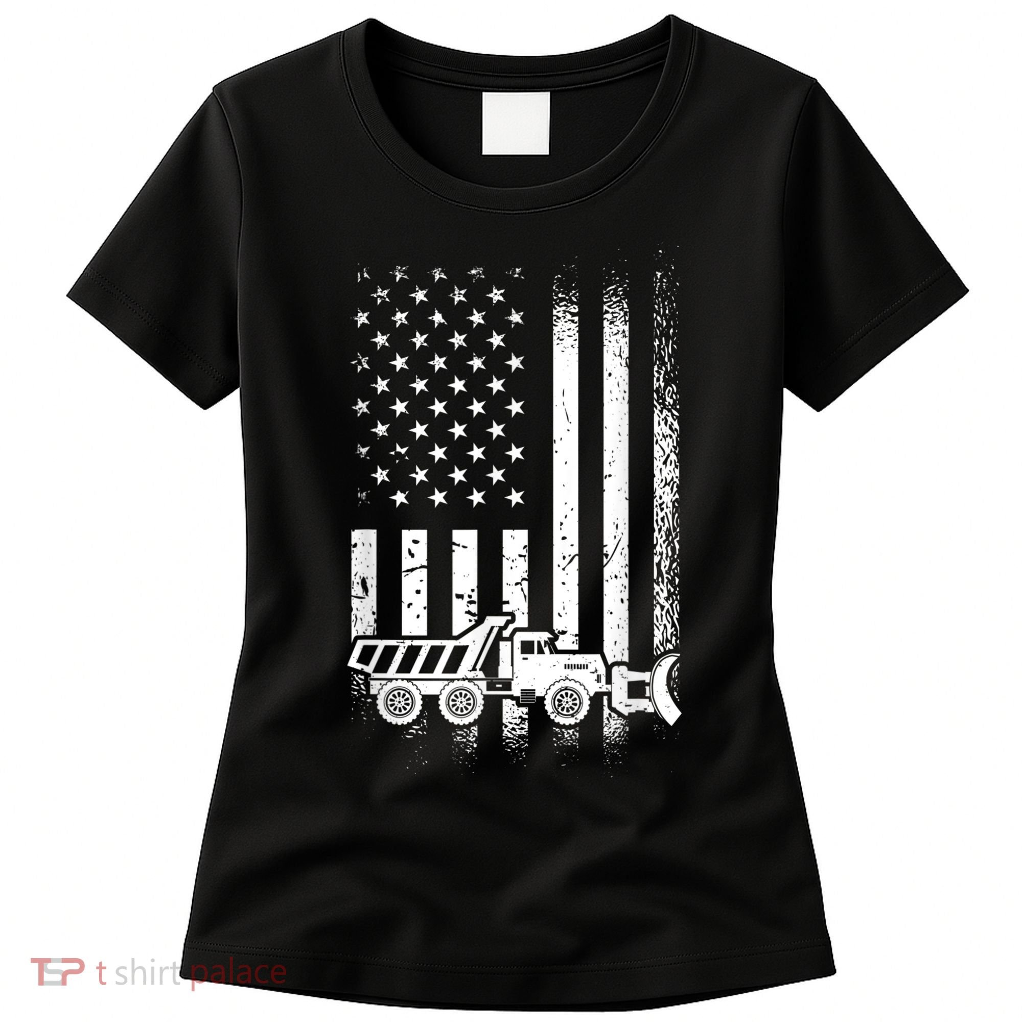 American Flag Snow Plow Driver, Snow Plowing Women's T-Shirt
