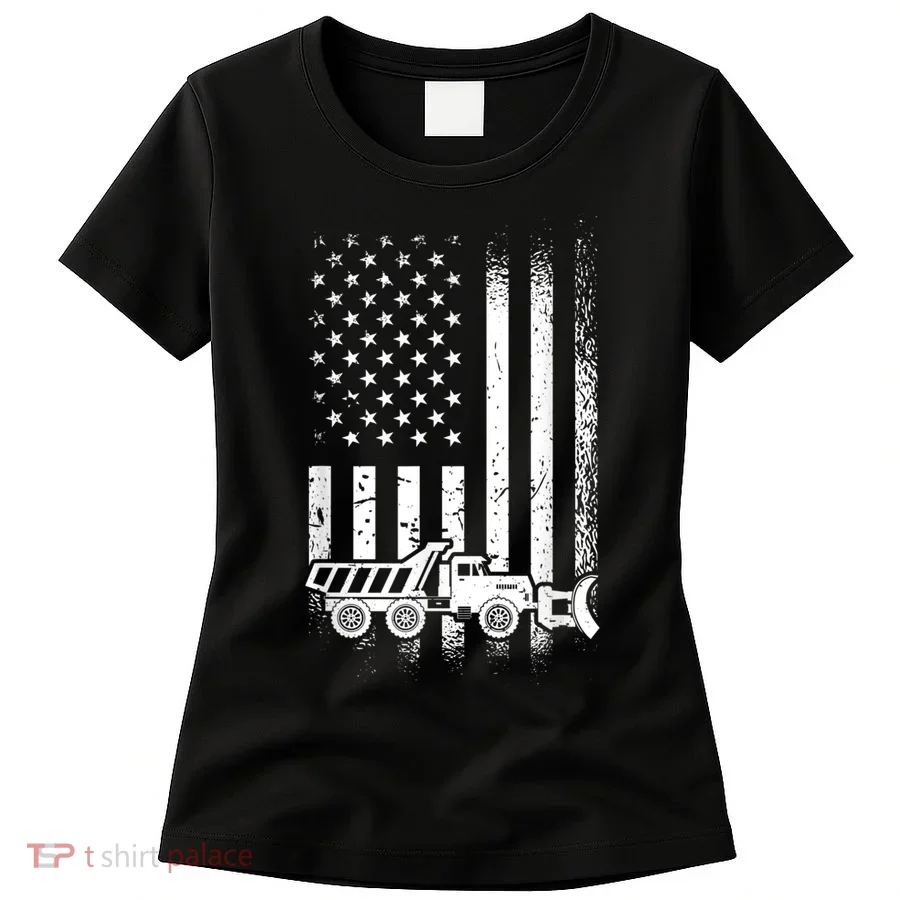American Flag Snow Plow Driver, Snow Plowing Women's T-Shirt