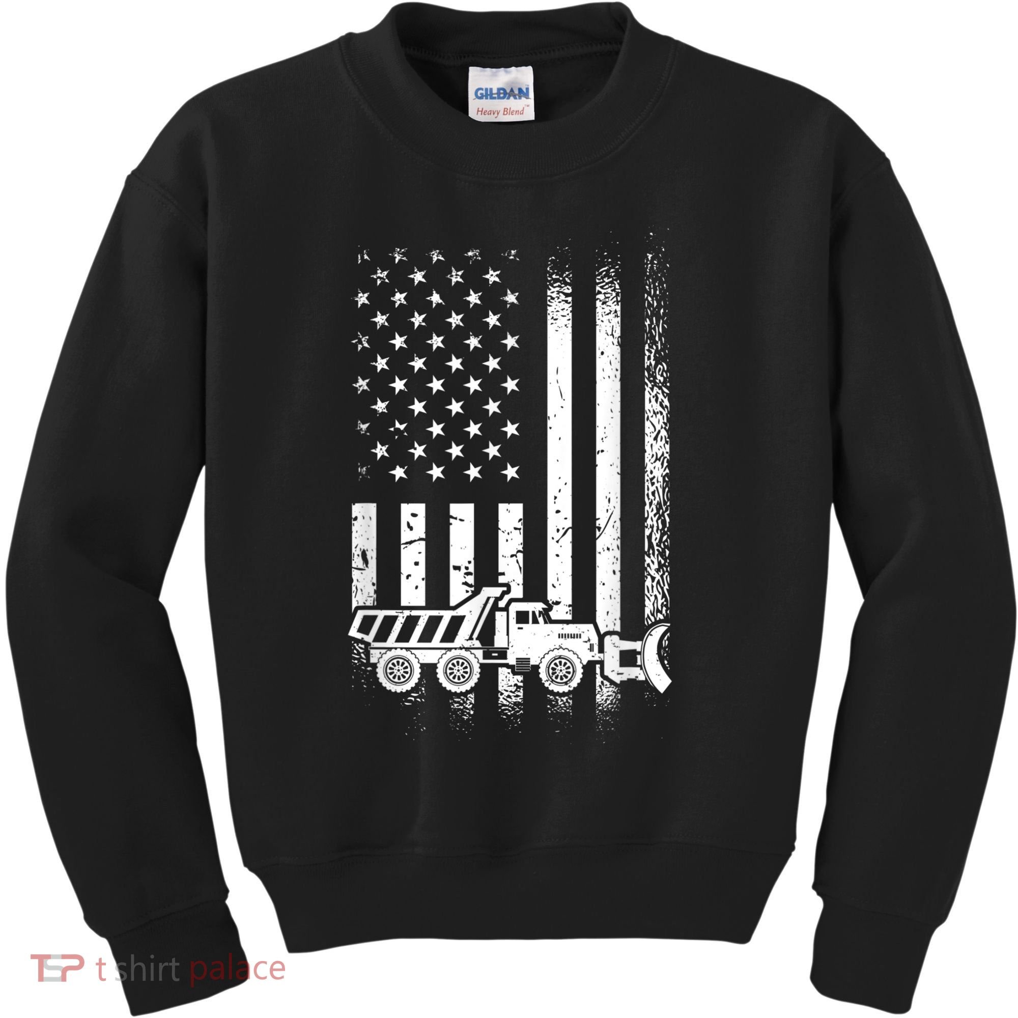 American Flag Snow Plow Driver, Snow Plowing Kids Sweatshirt
