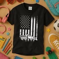 American Flag Snow Plow Driver, Snow Plowing Kids T-Shirt thumb 3