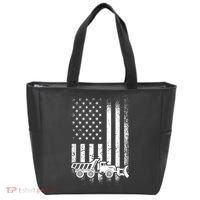 American Flag Snow Plow Driver, Snow Plowing Tote Bag thumb 0