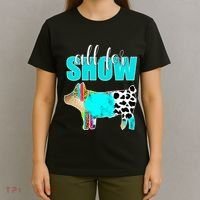 All For Show Livestock Pig Swine Cow Print Serape Turquoise T-Shirt thumb 4