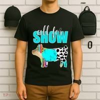 All For Show Livestock Pig Swine Cow Print Serape Turquoise T-Shirt thumb 6