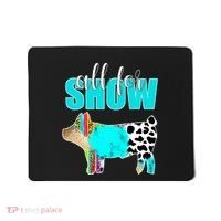 All For Show Livestock Pig Swine Cow Print Serape Turquoise Mousepad thumb 0