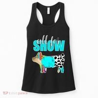 All For Show Livestock Pig Swine Cow Print Serape Turquoise Women's Tank Top thumb 0