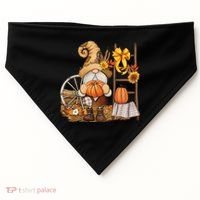 Autumn Fall Season Gnome Pumpkin Floral USA-Made Doggie Bandana thumb 0