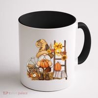 Autumn Fall Season Gnome Pumpkin Floral Coffee Mug thumb 1