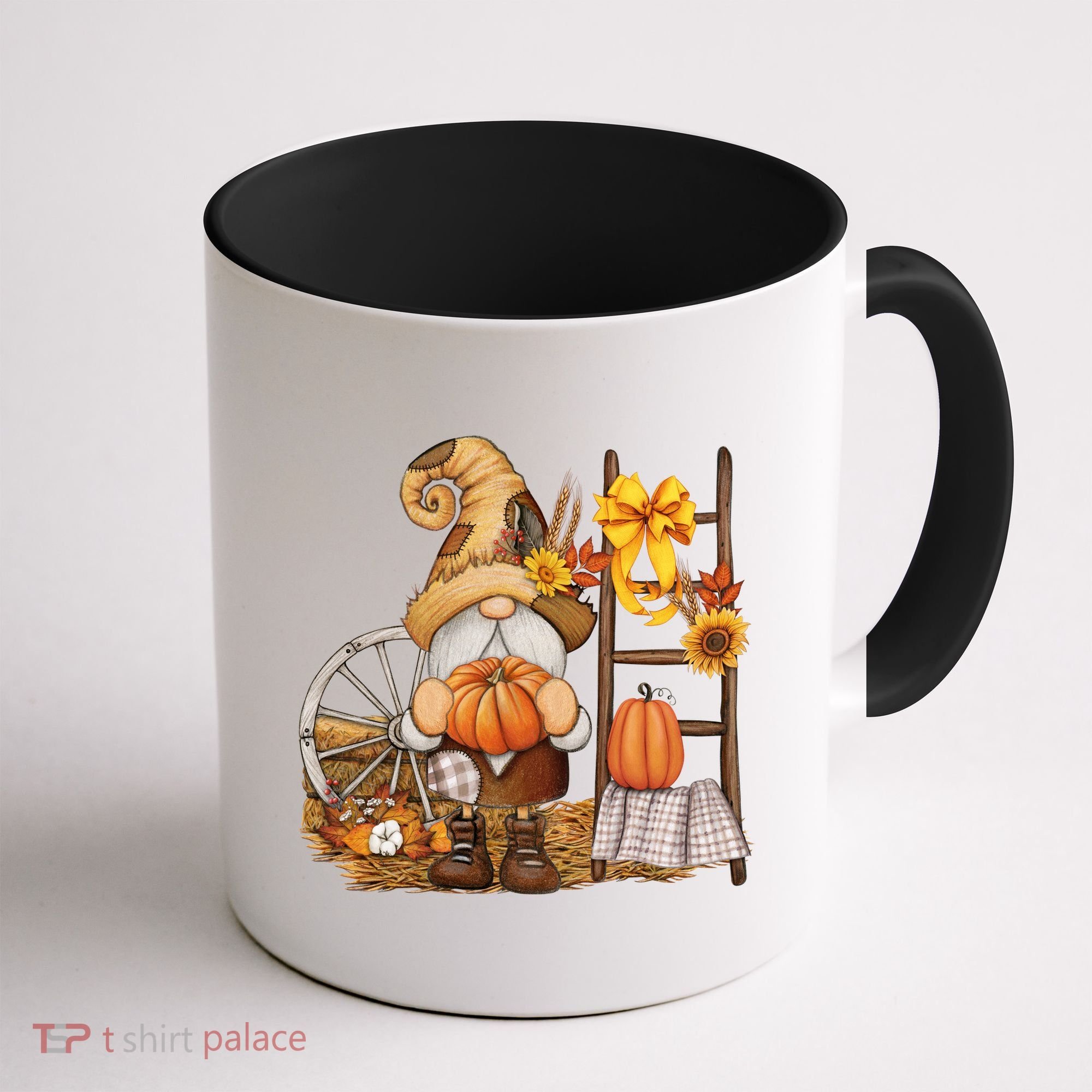 Autumn Fall Season Gnome Pumpkin Floral Coffee Mug