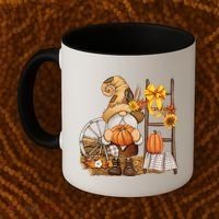 Autumn Fall Season Gnome Pumpkin Floral Coffee Mug thumb 2