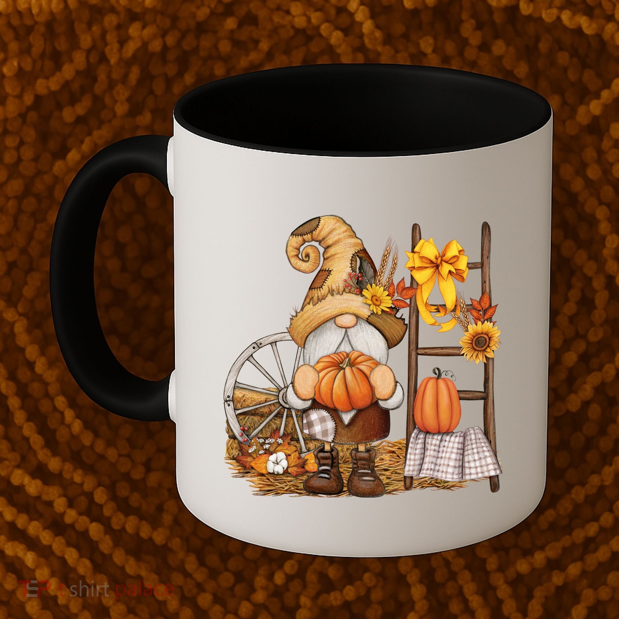 Autumn Fall Season Gnome Pumpkin Floral Coffee Mug
