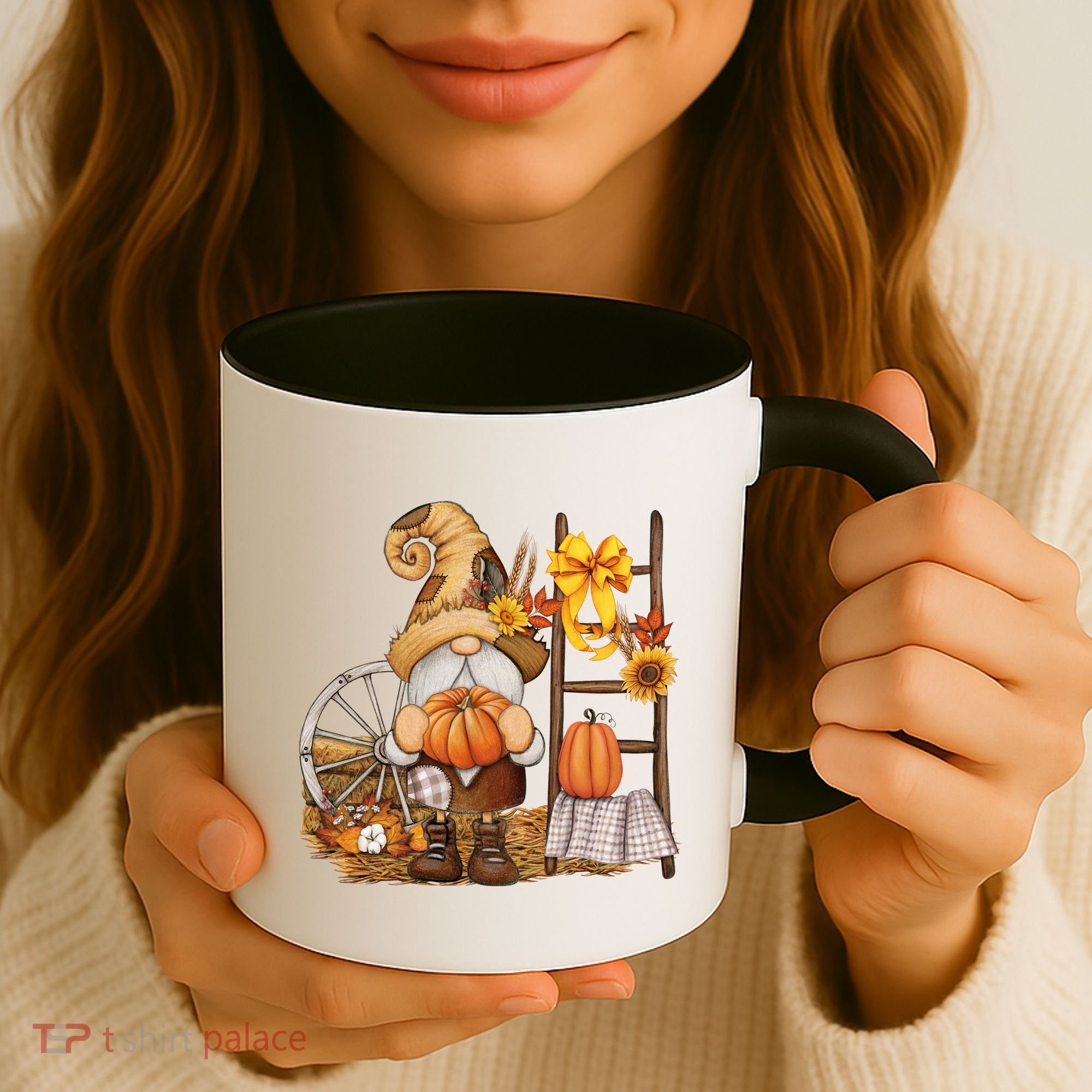 Autumn Fall Season Gnome Pumpkin Floral Coffee Mug