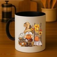 Autumn Fall Season Gnome Pumpkin Floral Coffee Mug thumb 4