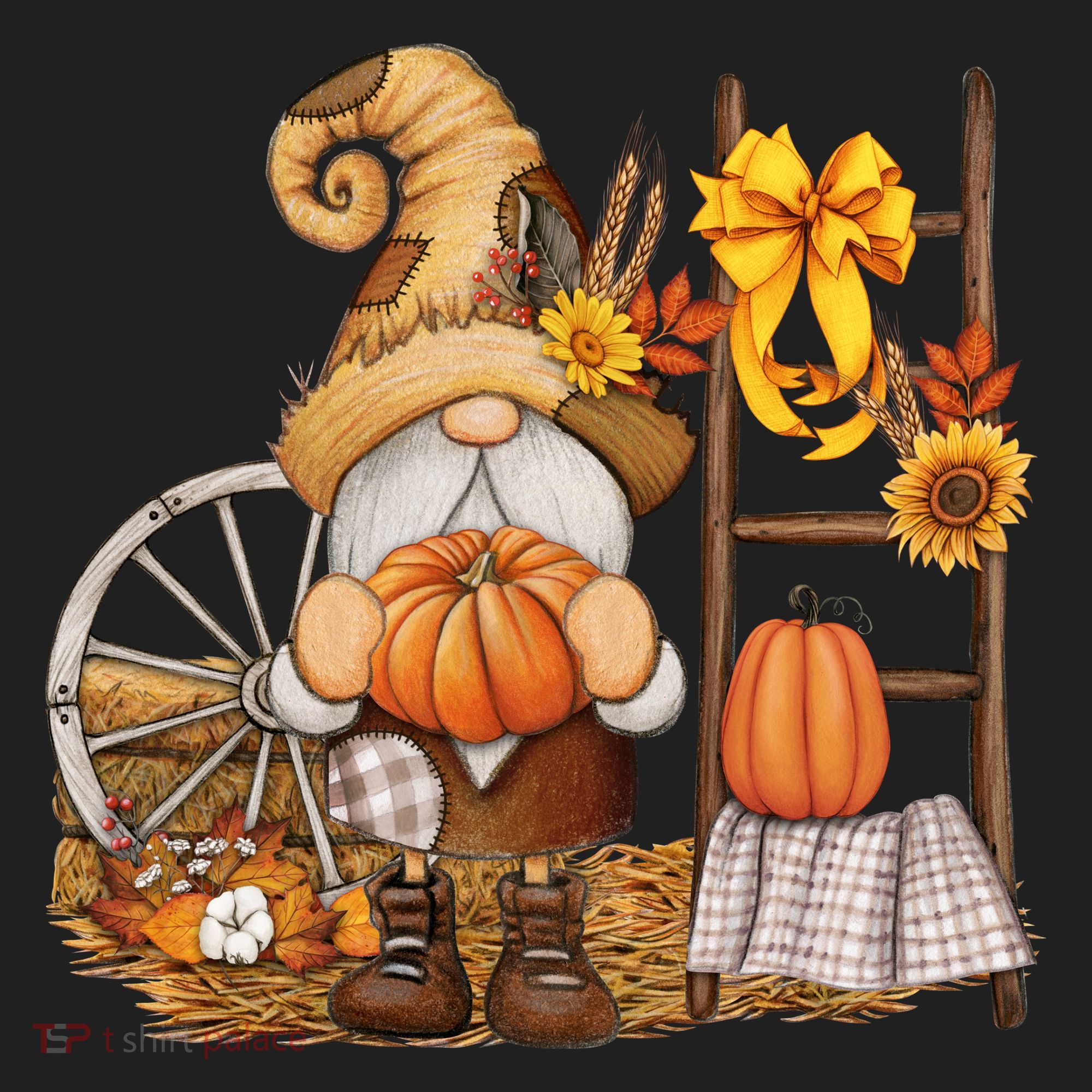 Autumn Fall Season Gnome Pumpkin Floral Beanie