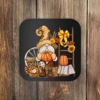 Autumn Fall Season Gnome Pumpkin Floral Coaster thumb 0