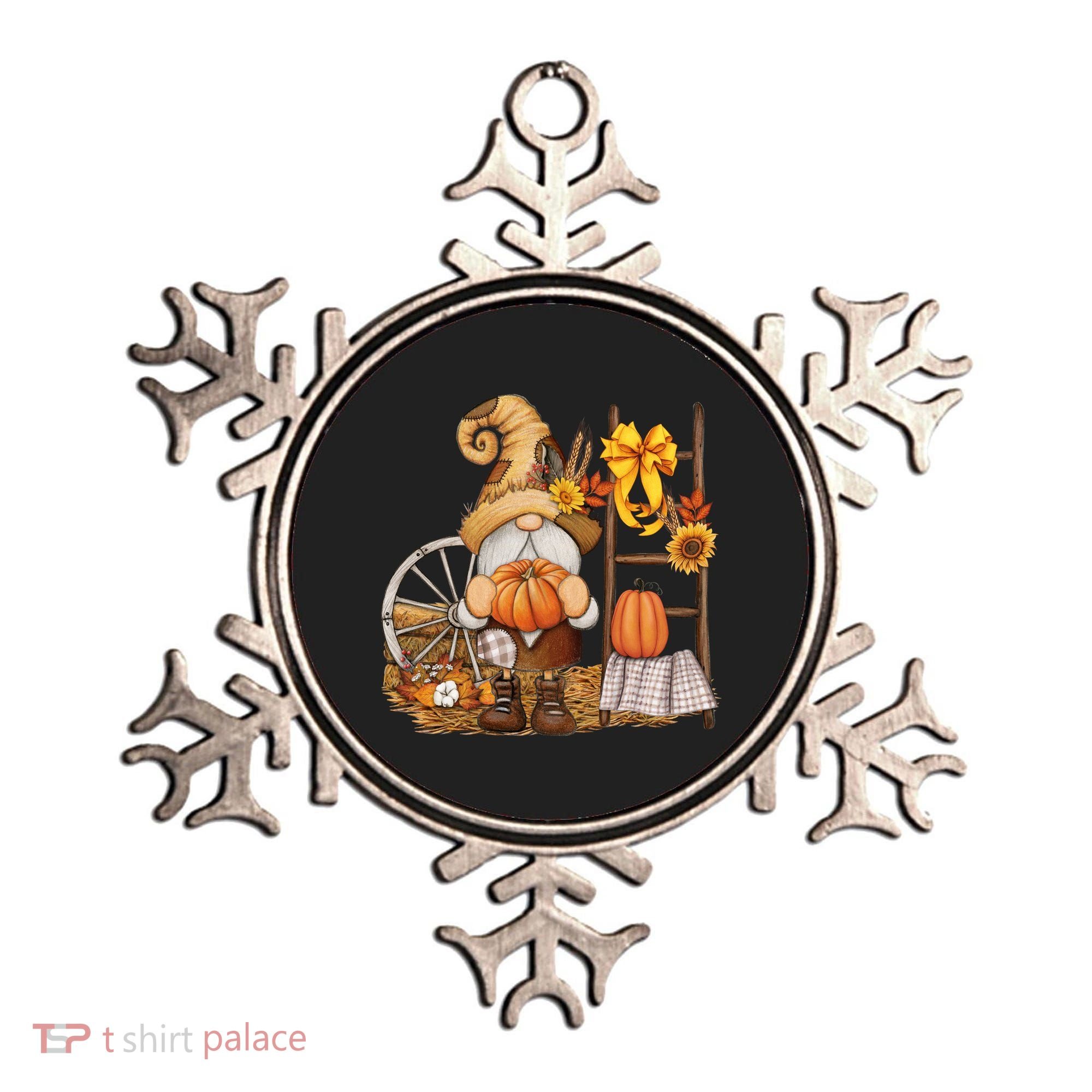 Autumn Fall Season Gnome Pumpkin Floral Ornament