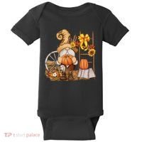 Autumn Fall Season Gnome Pumpkin Floral Baby Bodysuit thumb 0