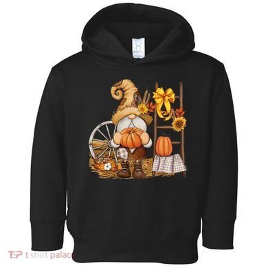 Autumn Fall Season Gnome Pumpkin Floral Toddler Hoodie