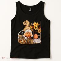 Autumn Fall Season Gnome Pumpkin Floral Tank Top thumb 2