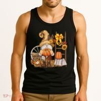 Autumn Fall Season Gnome Pumpkin Floral Tank Top thumb 3
