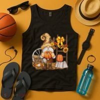 Autumn Fall Season Gnome Pumpkin Floral Tank Top thumb 4