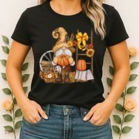 Autumn Fall Season Gnome Pumpkin Floral Women's T-Shirt thumb 2