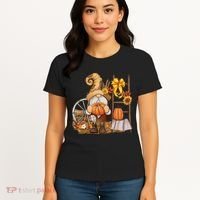 Autumn Fall Season Gnome Pumpkin Floral Women's T-Shirt thumb 4