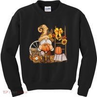 Autumn Fall Season Gnome Pumpkin Floral Kids Sweatshirt thumb 0